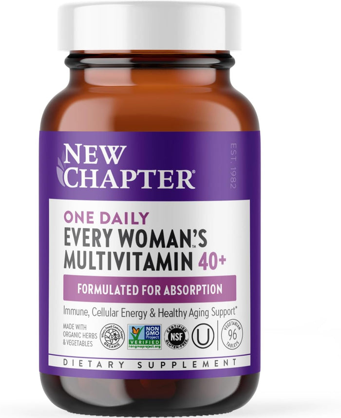 New Chapter Women's Multivitamin 40 plus with Fermented Vitamin C, Vitamin D3, Vitamin B12, Chaste Tree & Zinc - Every Woman's One Daily 40+, Made with Organic Vegetables & Herbs - 72 Tablets