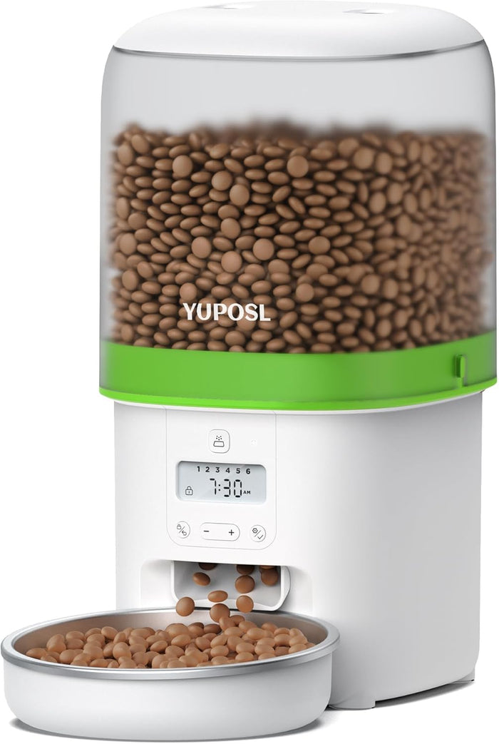 Automatic Cat Feeders - 2L Cat Food Dispenser Easy to Use, Timed Automatic Pet Feeder with Over 180-day Battery Life, 1-6 Meals Dry Food Programmable Portion Control Also for Dogs
