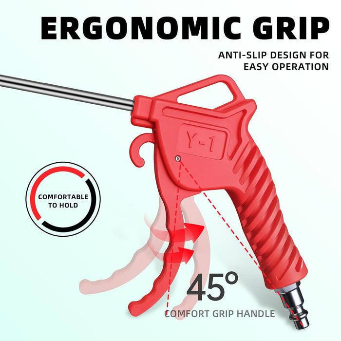 High-Power Air Blow Gun Industrial & Household Dual-Purpose Air Duster Rubber Guard Nozzle Compressor Dust Cleaning Tool Car Detailing Cleaning Tool