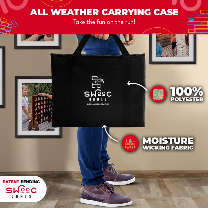 SWOOC Games - Giant Tower Party Game with Hidden Jello Shots - Includes Disposable Cups, Lids & Carrying Case - Stacks up to 5ft - Tipsy Topple Game for Adults - Giant Outdoor Games - Jumbo Bar Fun