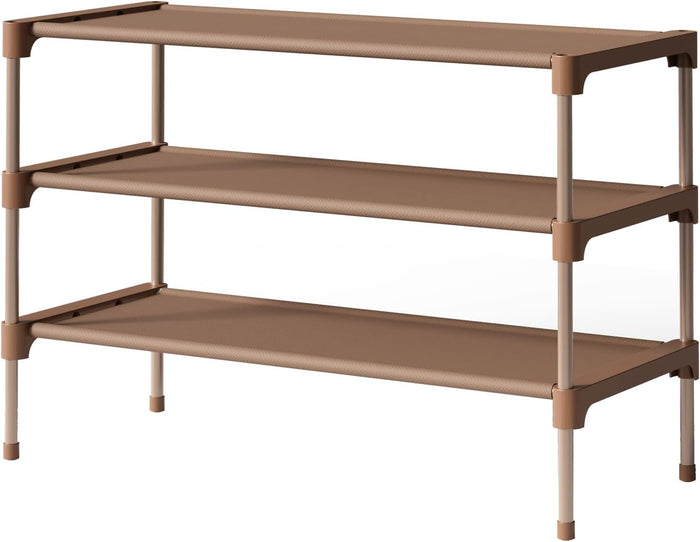 Kitsure Shoe Rack - Non-Woven Shoe Rack Shelf, Shoe Organizer for Closet, Entryway, Garage & Corridor, Stackable Shoe Shelves, Medium, Black
