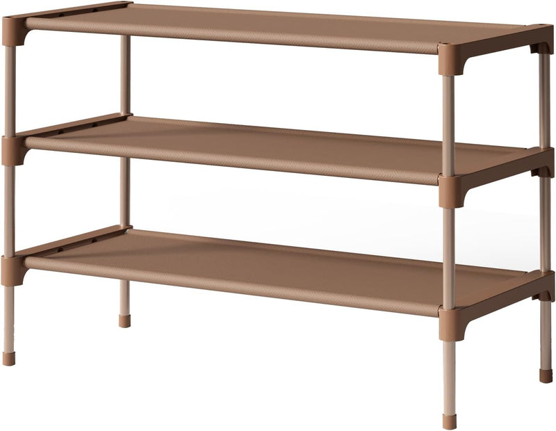 Kitsure Shoe Rack - Non-Woven Shoe Rack Shelf, Shoe Organizer for Closet, Entryway, Garage & Corridor, Stackable Shoe Shelves, Medium, Black