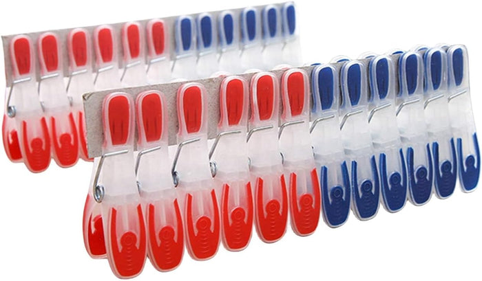 Household Air Drying Clothing Pin Set Colored Spring Clothespins for Laundry Strong Plastic Hanger Clips Pegs 24 Pack