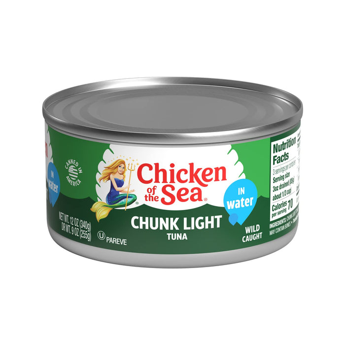 Chicken of the Sea Wild Caught Chunk Light Tuna, 5 Ounce Cans, 10-Count – High Protein 100% Classic Chunk Tuna in Water – Delicious, Easy, Nutritious Ready to Eat Meals