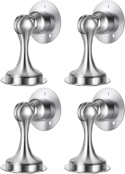 WINONLY Door Stopper, 4 Pack Magnetic Door Stop, Stainless Steel, Magnetic Door Catch, 3M Double-Sided Adhesive Tape, No Drilling, Screws for Stronger Mount, Hold Your Door Open, 4 Pack for Wide Doors