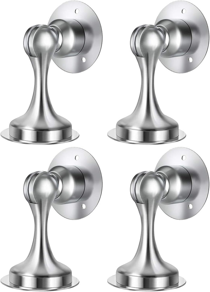 WINONLY Door Stopper, 4 Pack Magnetic Door Stop, Stainless Steel, Magnetic Door Catch, 3M Double-Sided Adhesive Tape, No Drilling, Screws for Stronger Mount, Hold Your Door Open, 4 Pack for Wide Doors