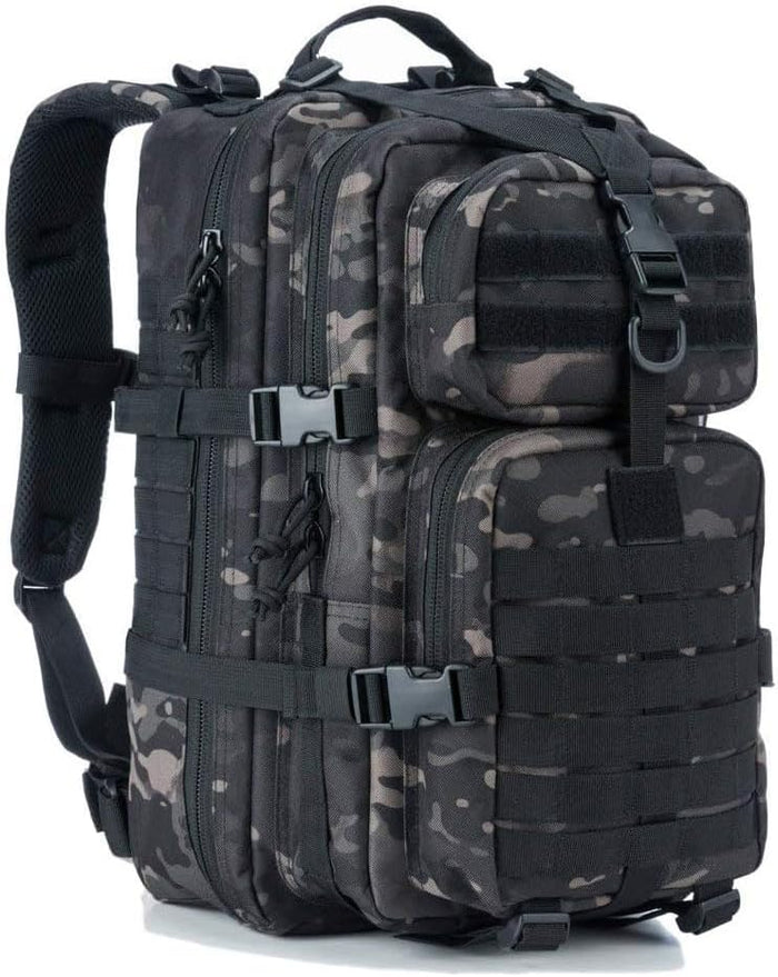 REEBOW GEAR Military Tactical Backpack for Men Large 34L Army 3 Day Assault Pack Molle Bag Backpacks (34L, Black)