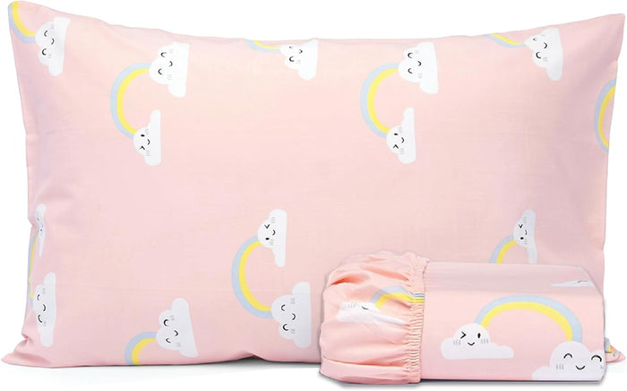 Salt Earth 100% Cotton 210TC Kids Bedsheet, Twin Sheets Set for Toddler Bed, 3 Piece Bedding Set Including Flat Sheet, Fitted Sheet, and Pillowcase, Themed Sheets for a Playful Kids Bed (Summerland)