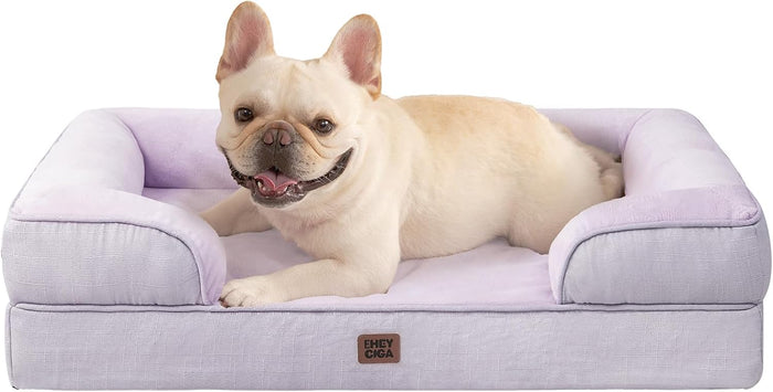 EHEYCIGA Orthopedic Dog Beds Large Sized Dog, Waterproof Memory Foam Pet Bed with Sides, Non-Slip Bottom Large Pet Bed with Washable Removable Cover, Grey