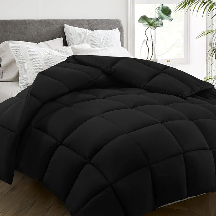 HYLEORY Queen Comforter, All Season Down Alternative Duvet Insert, Winter Warm Quilted Bed Comforter with Corner Tabs,Machine Washable, Dark Grey, 88x88 Inch