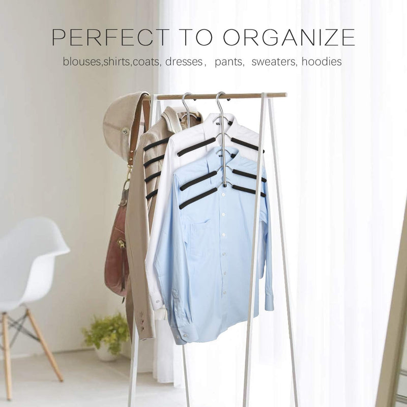 DOIOWN Blouse & Shirt Hangers - Non Slip Space Saving Stainless Steel Closet Organizer (2 Pack)