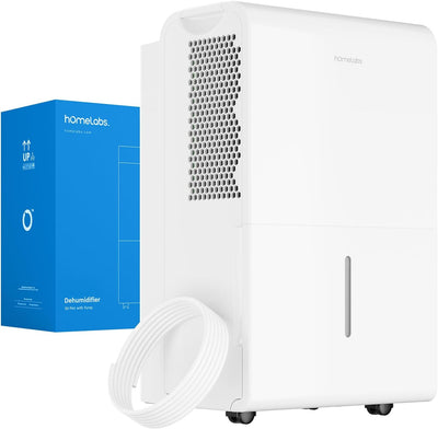 hOmeLabs Dehumidifier for Home, Office, Basements with Powerful Moisture Removal, Humidity Control, Auto Shut-off, Quiet Operation - 7,000 Sq Ft Wi-Fi with Pump (50 Pint MAX 120 Pint at 95°F, 90% RH)