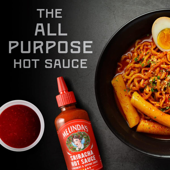 Melinda’s Sriracha Hot Sauce - Classic, Gourmet Sriracha Sauce Made with Fermented Red Jalapeños & Garlic - Keto, Vegan, Non-GMO and Gluten Free Hot Sauce - 12oz, 3-Pack