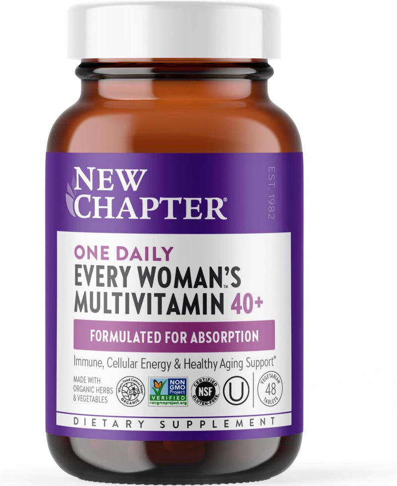 New Chapter Women's Multivitamin 40 plus with Fermented Vitamin C, Vitamin D3, Vitamin B12, Chaste Tree & Zinc - Every Woman's One Daily 40+, Made with Organic Vegetables & Herbs - 72 Tablets