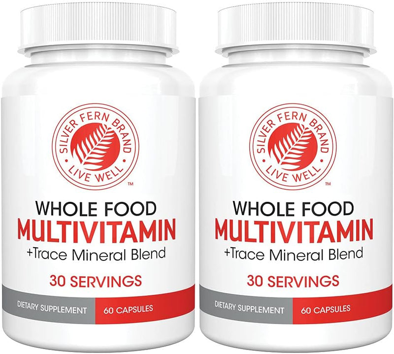 Silver Fern Whole Food Daily Multi Vitamin w/Trace Mineral Blend Supplement - 1 Bottle - 60 Vegicaps - 30 Day Supply - Natural, Non-GMO, Vegan, Men's & Women's Multivitamin - Zero Synthetics