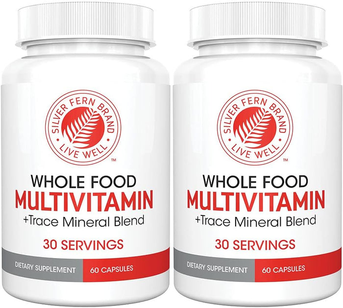 Silver Fern Whole Food Daily Multi Vitamin w/Trace Mineral Blend Supplement - 1 Bottle - 60 Vegicaps - 30 Day Supply - Natural, Non-GMO, Vegan, Men's & Women's Multivitamin - Zero Synthetics