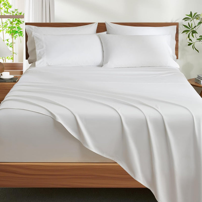 Ivellow 100% Egyptian Cotton Queen Size Sheets Set - 1200 Thread Count 6 PC 18" Deep Pocket Queen Sheets，Luxury Cotton Bed Sheets Soft Breathable Sage Green Cooling Sheet Sets Hotel Quality Bedding