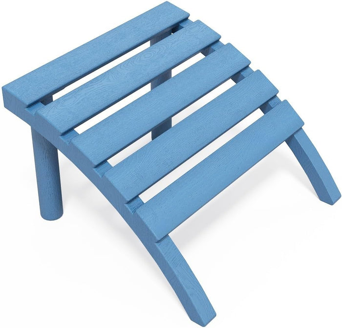 Adirondack Ottoman Tool-Free Assembly, HDPE All Weather Outdoor Foot Rest, Plastic Adirondack Chair Footstool for Patio Deck Backyard Outside(Blue)