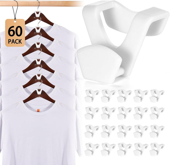HOUSE DAY Closet Organizers and Storage, College Dorm Room Essentials - 60 Pack Clear Clothes Hanger Connector Hooks, Heavy Duty Hangers Organization, Premium Space Saving Hangers
