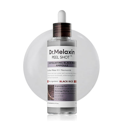 Dr.Melaxin Peel Shot Glow Rice Peeling Ampoule 80ml Daily Soft Exfoliating Face and Body Scrub Dead Skin Cells Remover for All Skin Types korean skin care (Black Rice) (Black Rice)