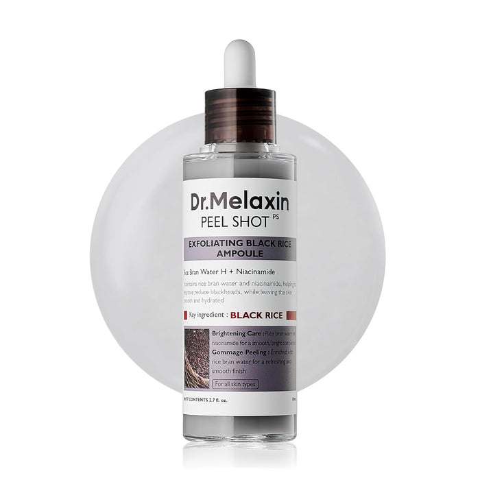 Dr.Melaxin Peel Shot Glow Rice Peeling Ampoule 80ml Daily Soft Exfoliating Face and Body Scrub Dead Skin Cells Remover for All Skin Types korean skin care (Black Rice) (Black Rice)