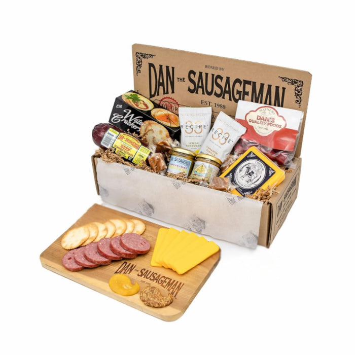 Dan the Sausageman Signature Gift (Nordic Fusion) Gift Basket – Gourmet Snacks with Summer Sausage, Cheese, Crackers, Lingonberry Sauce – Holiday, Thank You, Mother’s Day, Meat and Cheese, Snack Box