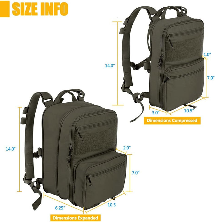 KRYDEX Tactical Expandable Backpack MOLLE Backpack for Travelling Hiking Hunting (RG)
