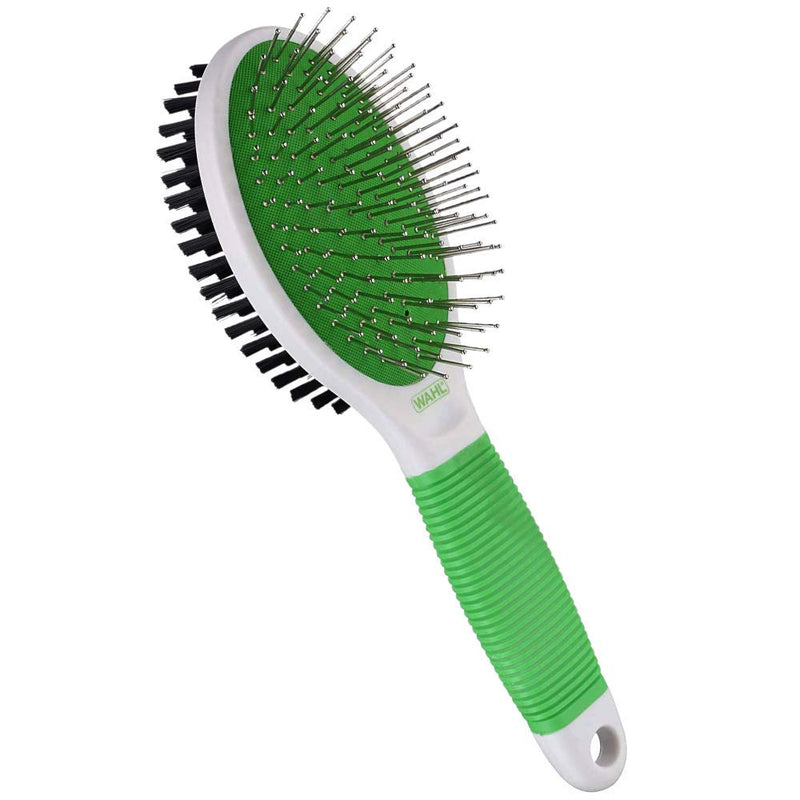 Wahl Premium Pet Double Sided Pin Bristle Brush with Patented Stacked Pin Design for Dogs - Removes Loose Hair & Stimulates the Skin while Creating a Soft Coat Shine - Model 858501