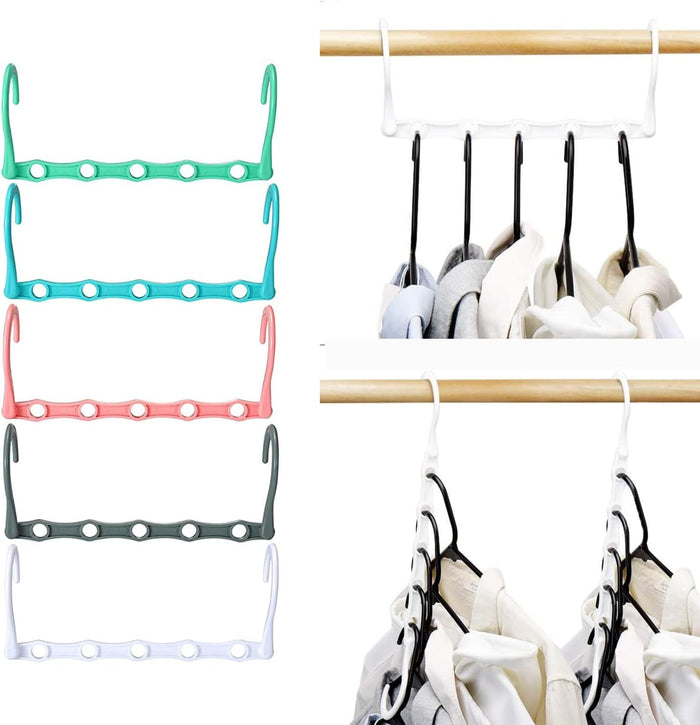 HOUSE DAY Black Magic Space Saving Hangers 10 Pack, Premium Smart Hanger Hooks, Sturdy Cascading Hangers with 5 Holes for Heavy Clothes, Closet Organizers and Storage, College Dorm Room Essentials