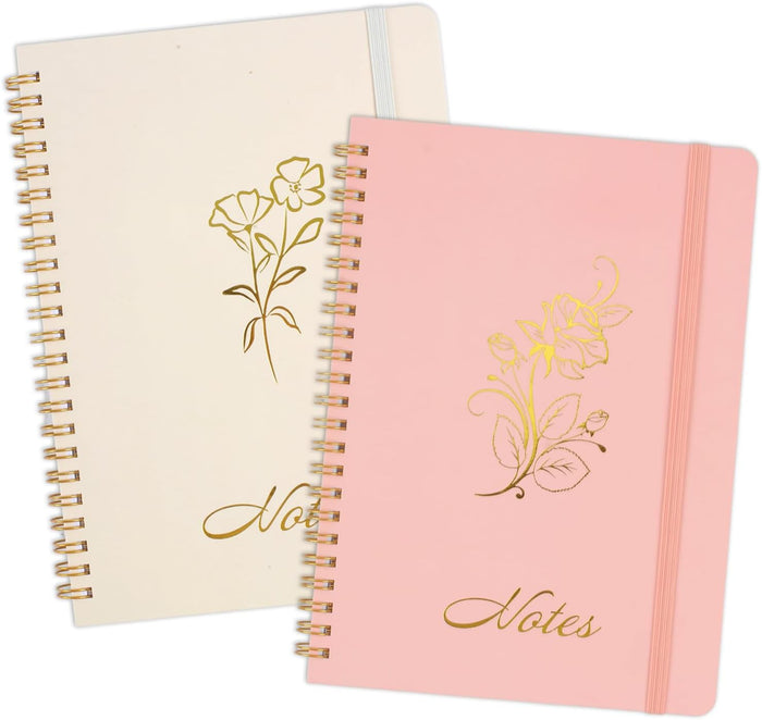 Joyberg Aesthetic Spiral Notebook, 2PCS Cute Notebook, 8.3" x 6" Notebook For Women, A5 Spiral Journal Notebook for Office/School/Home (Green & Beige)