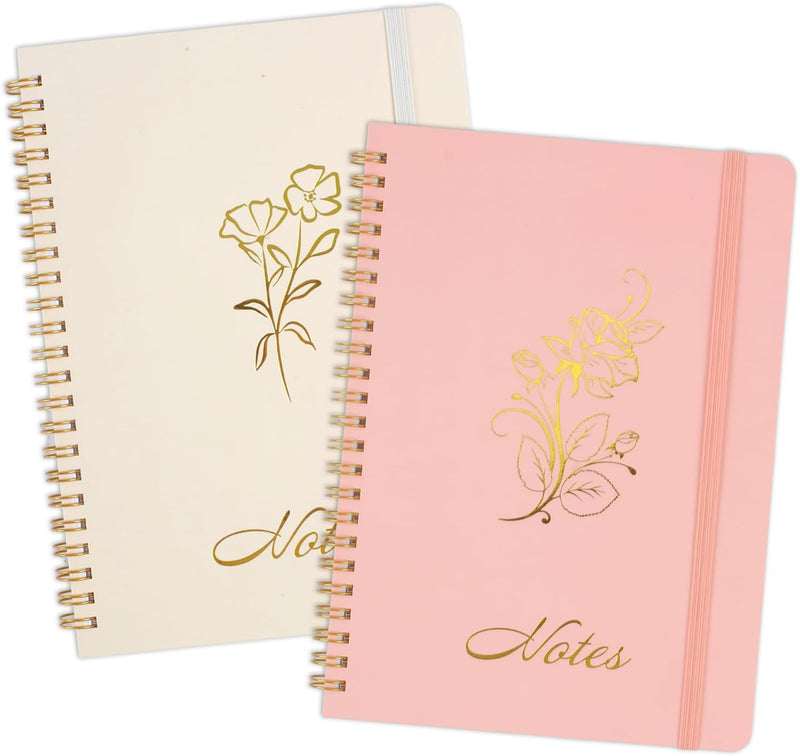 Joyberg Aesthetic Spiral Notebook, 2PCS Cute Notebook, 8.3" x 6" Notebook For Women, A5 Spiral Journal Notebook for Office/School/Home (Green & Beige)