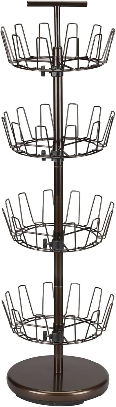 Household Essentials 2139-1 Metal Four-Tier Adjustable Revolving Shoe Rack | Holds up to 24 Pairs of Shoes | Antique Bronze Finish
