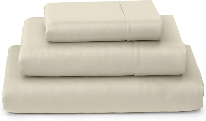 SKY BEDDINGS 100% Cotton RV Short Queen Sheets - 400 Thread Count Sateen Weave, Cooling, Hotel Luxury 4 Piece Set - White