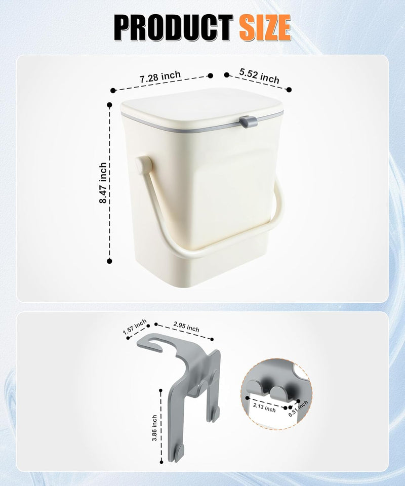 SINGARO Car Trash Can with Lid and Phone Holder, Universal Trash Bin, Waterproof Hanging Vehicle Garbage Can, Leak Proof Organizers and Storage, Car Accessories Interior for Women Men, White