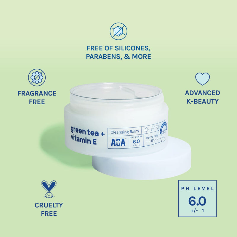 AOA STUDIO K-Beauty Cleansing Balm with Green Tea & Vitamin E – Oil-Based Impurities & Makeup Remover and Face Wash Cleanser for All Skin Type (3.38 Fl Oz / 100ml)