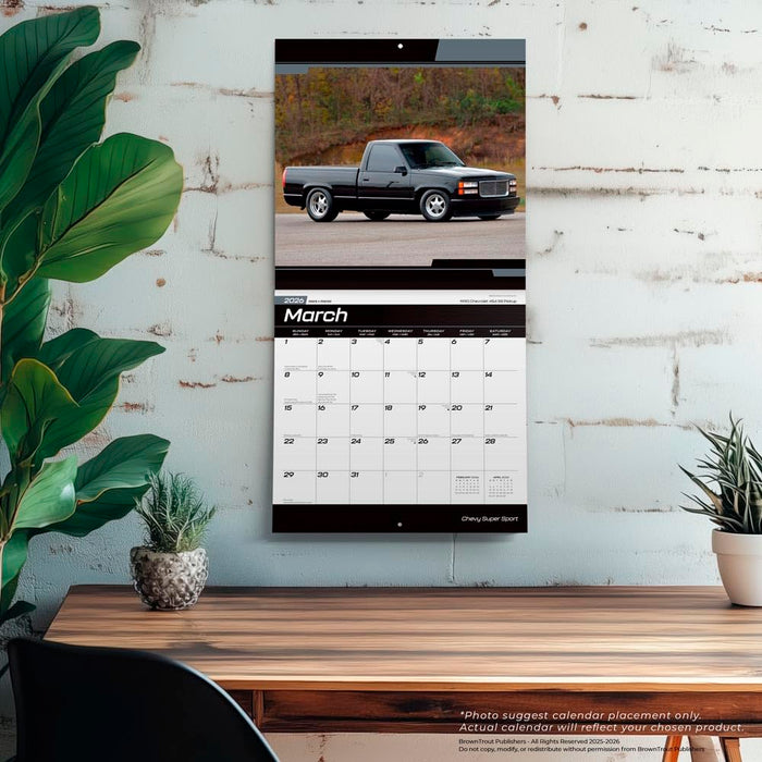 Chevy Super Sport OFFICIAL | 2026 12 x 24 Inch (Hanging) Monthly Square Wall Calendar | Plastic-Free | BrownTrout | Chevrolet Motor Muscle Car