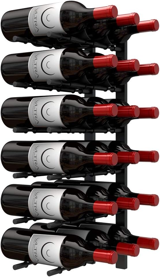 Ultra Wine Racks Wall Mounted Label-Out Wine Racks (3 Foot 1 Deep, Matte Black, 9 Wine Bottles) - Modern Metal Wine Storage, Modular Design for Home Bar, Kitchen, Dining Rooms, & Wine Cellars