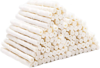 MON2SUN Dog Rawhide Twist Sticks Natural 5 Inch Thin Sticks Rawhide Chews Treats for Puppy and Small Dogs 120 Count