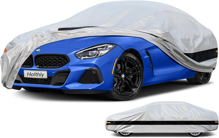 Holthly 10 Layers Car Cover Waterproof All Weather for Large SUV,100% Waterproof Outdoor Car Covers Rain Snow UV Dust Protection. Custom Fit for Chevy Tahoe, Traverse, Mercedes GLS, QX80, Patrol,etc