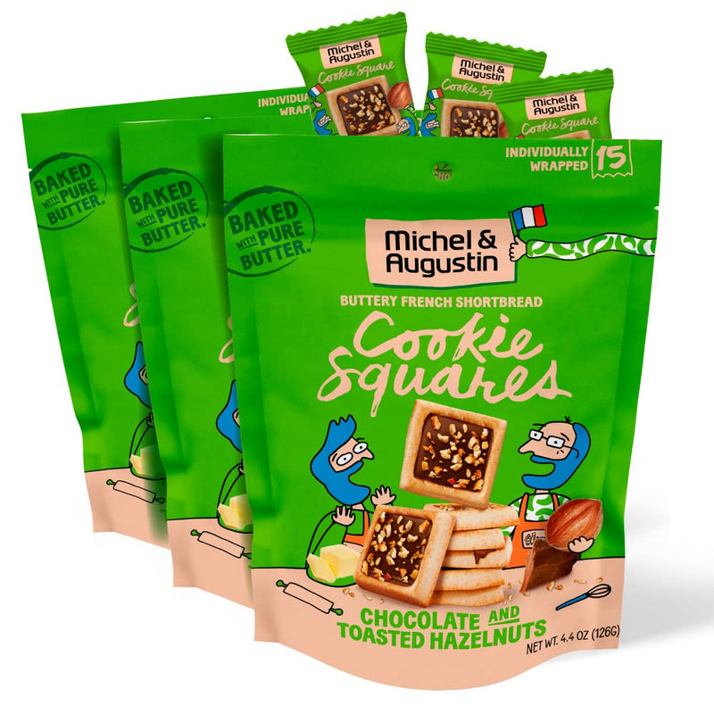 Michel et Augustin Cookies, Individually Wrapped Snacks, Gourmet Dark Chocolate & Sea Salt Shortbread, 15 French Butter Cookies