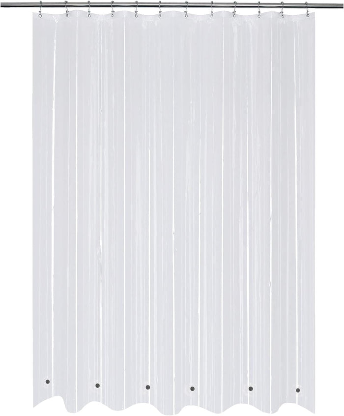 Mrs Awesome Clear Shower Curtain Liner with 3 Magnets, 72x72 Premium Flexible Sturdy Plastic Shower Curtain for Bathroom Lightweight, Waterproof, Clear