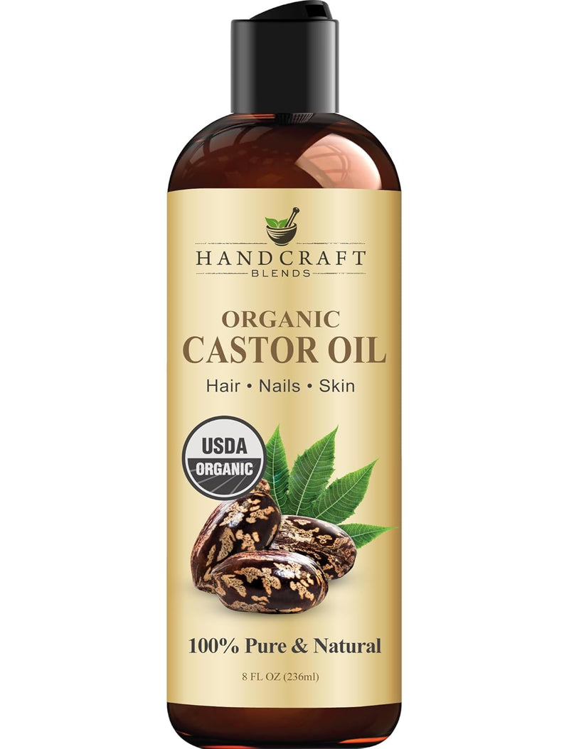 Handcraft Blends Organic Castor Oil - 16 Fl Oz - 100% Pure and Natural - Premium Grade Carrier Oil for Hair Growth, Eyelashes and Eyebrows - Hair and Body - Expeller-Pressed & Hexane-Free