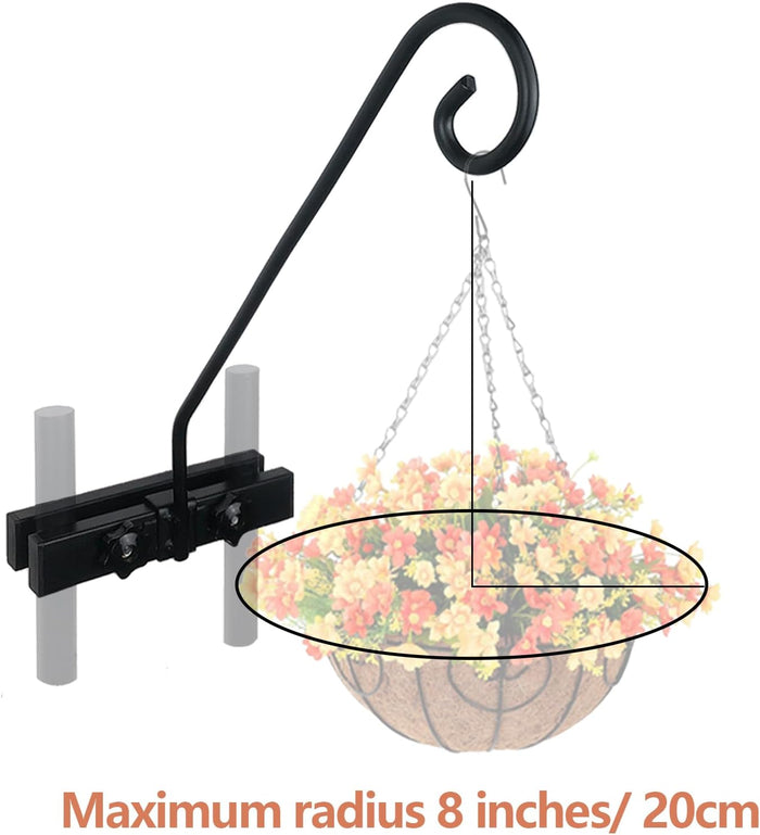 Deck Hook Rail Suitable for Hanging Flower Baskets Wind Chimes Planters Bird Feeders Lights, Heavy Duty Fence Deck Hook Rail Holds up to 15lbs with Ease Note: Pole Length: 16.5 inches