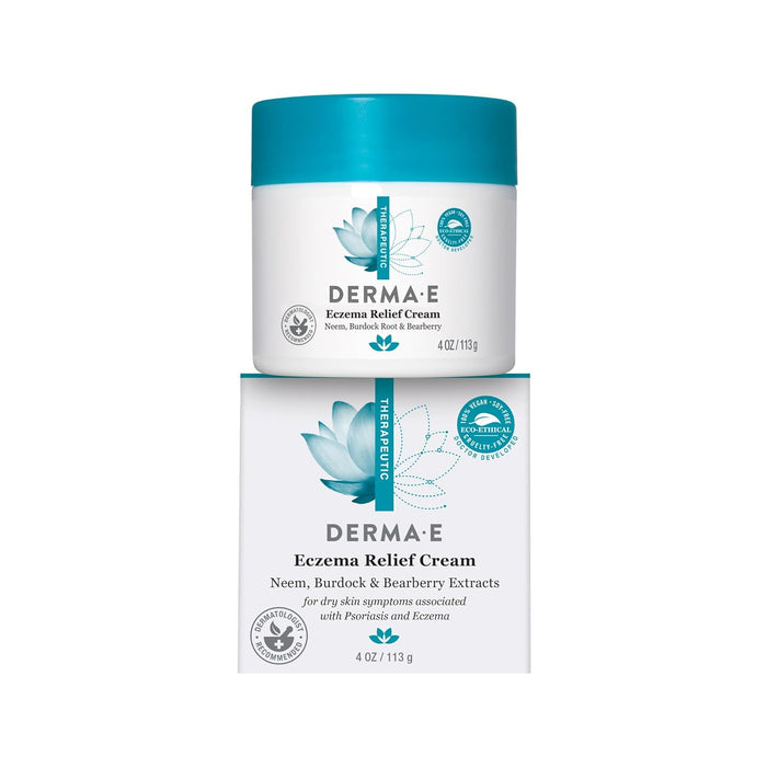 Derma E Eczema Relief Cream – All Natural Itch Relief – Soothing, Relieves Flaky, Scaly and Dry Skin - Antioxidant-Rich Topical Eczema and Psoriasis Cream, 4oz