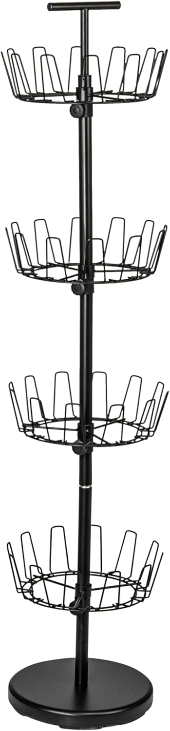 Household Essentials 2139-1 Metal Four-Tier Adjustable Revolving Shoe Rack | Holds up to 24 Pairs of Shoes | Antique Bronze Finish