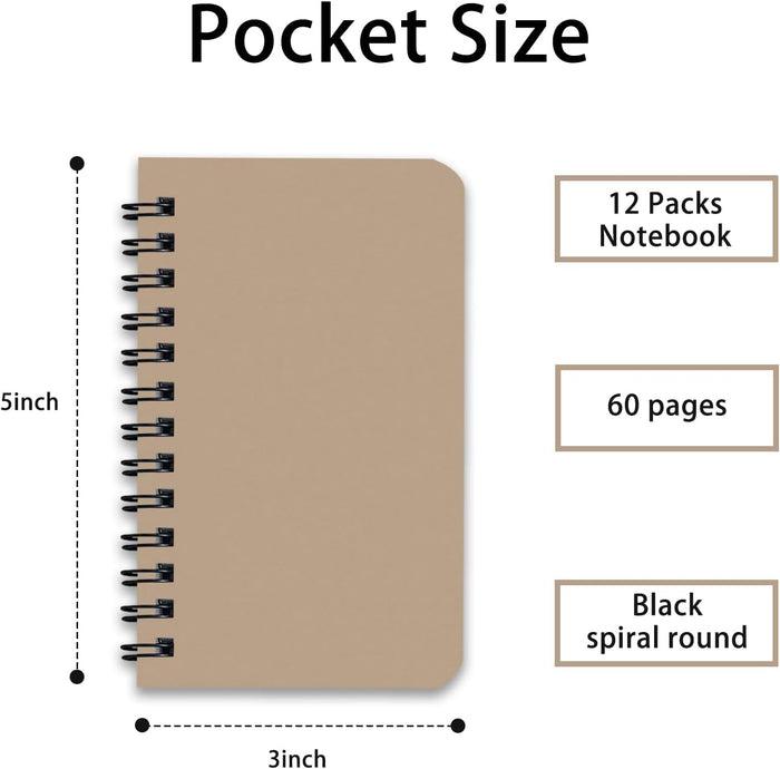 6 Pack Spiral Notebook Small Pocket Notebook 3x5 Spiral Notepads With Lined Pages, Small Top Spiral Notebook Little Mini Memo Steno Note Pads for Outdoor Home Office College School