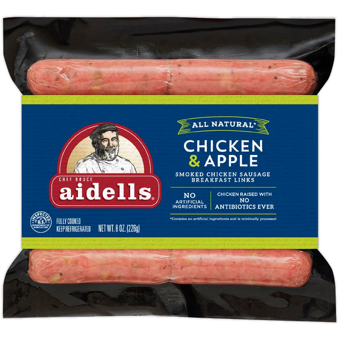 Aidells, Fully Cooked Smoked Chicken Sausage Breakfast Links, Chicken & Apple, 10 count, 8 oz