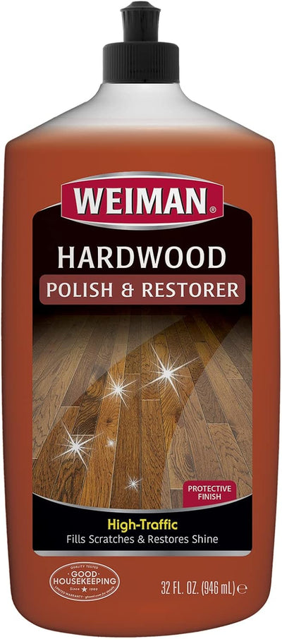 Weiman Wood Floor Polish and Restorer - 32 Ounce - High-Traffic Hardwood Floor, Natural Shine, Removes Scratches, Leaves Protective Layer, Packaging May Vary