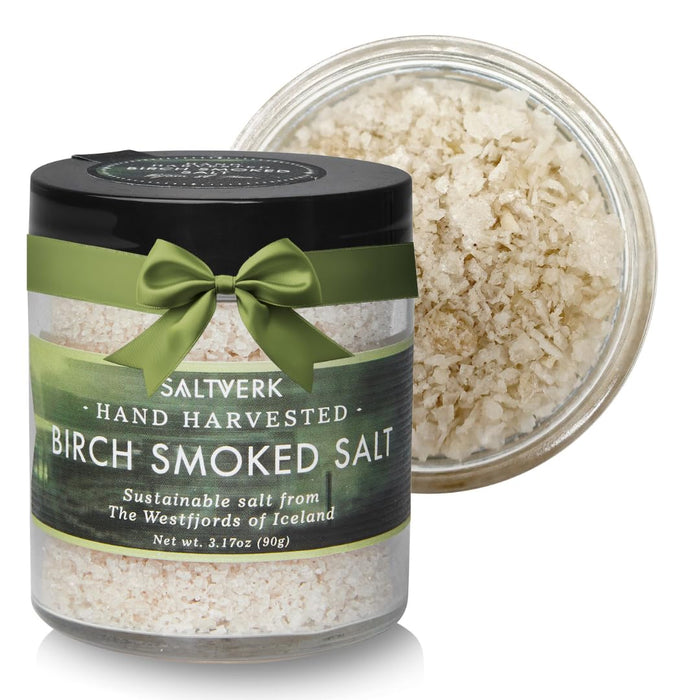 Saltverk Sea Salt - Gourmet, Icelandic, Hand Harvested and Sustainably Made - Birch Smoked 3.17 Oz