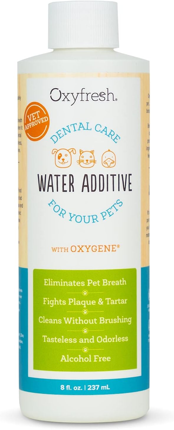 Oxyfresh Premium Pet Dental Care Solution Pet Water Additive: Best Way to Eliminate Bad Dog Breath and Cat Bad Breath - Fights Tartar & Plaque - So Easy, Just Add to Water! Vet Recommended 2 Pack